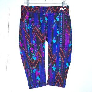 Fila Sport Black Running Capri Leggings M Athleisure Fitness